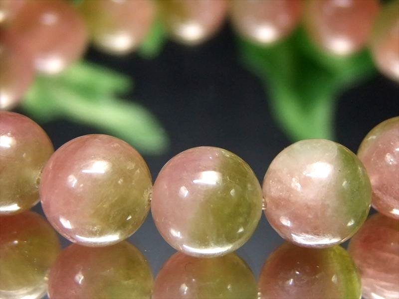 【店頭展示中】明るめカラー 大粒 4A+【ウォーターメロン トルマリン ブレスレット】10mm-10.5mm×19珠 若さと美しさを保つ 一点物【ブラジル産】 ...