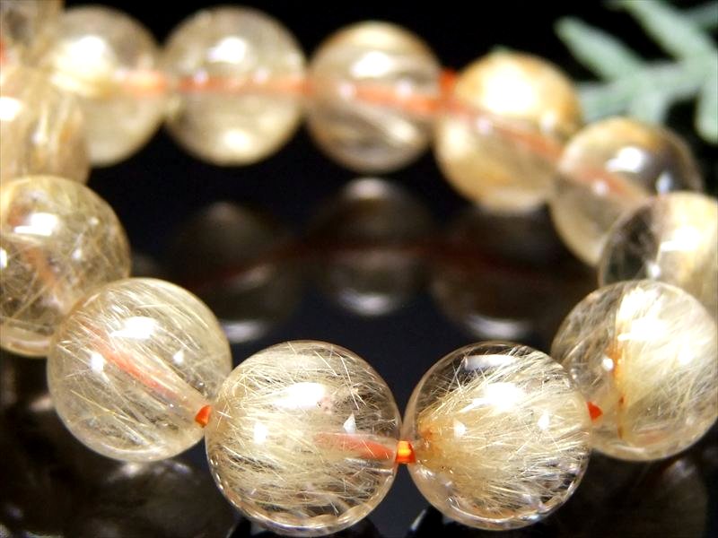 タイチン針多め 4A+【ゴールドルチル ブレスレット】9mm-9.5mm×21珠 ギラギラゴールド 金運の代表石 一点もの 【ブラジル産】 パワーストーン 天然...