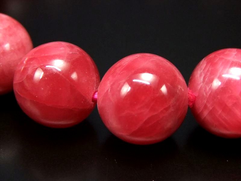 【店頭展示中】ほぼインペリアルの極上結晶 4A+【ロードナイト ブレスレット】11.5mm-12mm×18珠 薔薇輝石 「友愛」「博愛」の象徴 愛情を深める石 ...