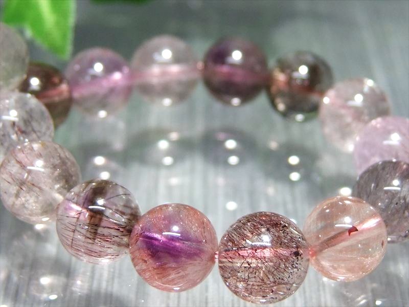 透明タイプ 4A【スーパーセブン ブレスレット】8.5mm-9mm×22珠 7種類の石の要素が共鳴する パワーストーン 天然石 一点もの【ブラジル産】 パワーストーン 天然石