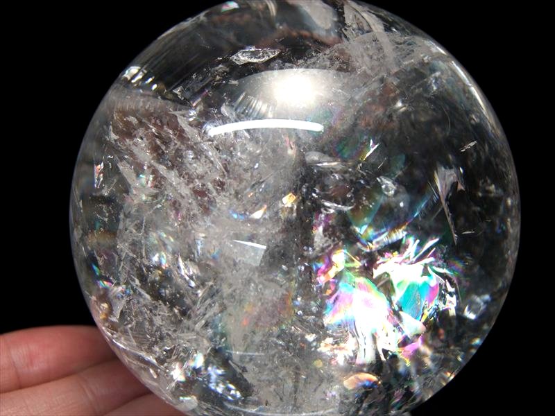 バイヤー厳選! 5A【天然 虹入り 水晶 丸玉 台座付き】重さ1041g φ91mm レインボー水晶 すべての浄化と純粋さの象徴 極上天然石 一点もの【ブラジル...