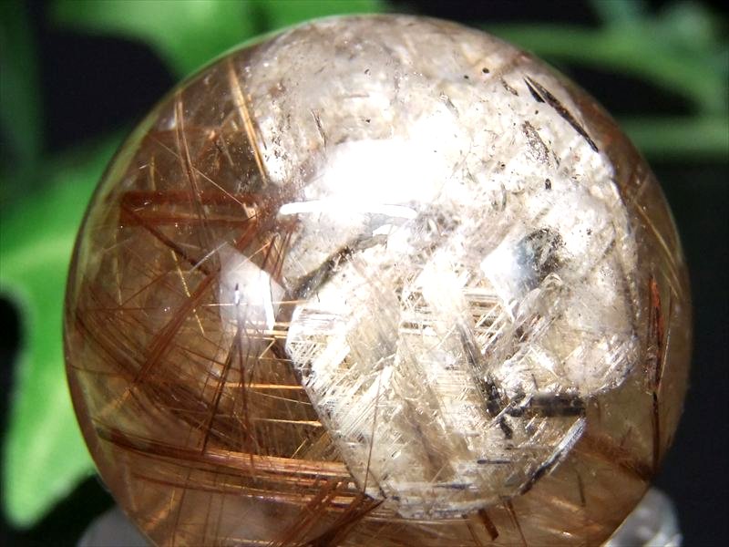 激レア・ジオメトリールチル タイガータイチンルチル クォーツ 丸玉 台座...