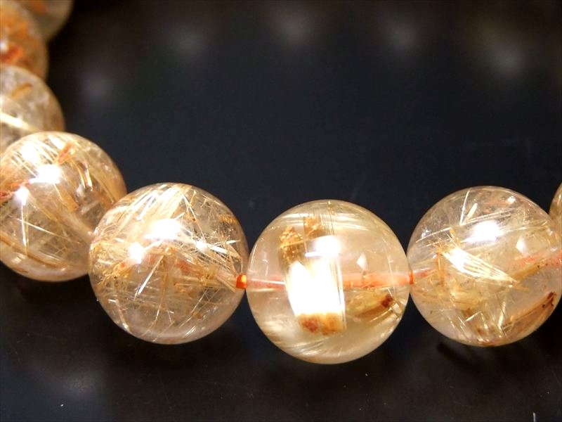 【全品P5倍】●最高級の煌めき4A+【1粒売り タイチン多め ゴールドルチルクォーツ】12mm-12.5mm バラ珠売り 極上タイチン入り ビーズ ルチル際立つ透明感 極上クリア天然石【ブラジル産】【-p】 パワーストーン 天然石
