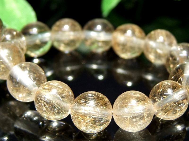 Rakuten - ●【限定解禁】S級【マニハール産ゴールドルチルクォーツブレスレット】8mm-8.5mm×23珠 心身の調整・癒しの御守り 1点物 ギャランティーカード付属【クル地区・マニハール産】