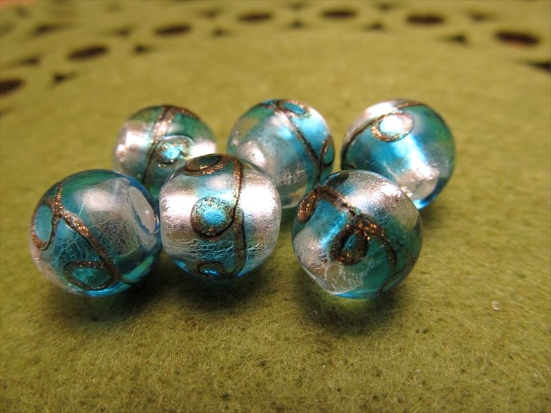 【ブラックフライデー期間中ポイント5倍】【トンボ玉(とんぼ玉) 金彩二色玉タイプA ラウンド型 12mm】一連 約33cm 約30珠 昔ながらの人工ビーズ 激安 ビーズ【rn-p】 パワーストーン 天然石