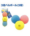 ■3色ベルボール(3球) 色による打ち分け要素が入ったベルボール☆ ●赤はライト、黄色はセンター、青色はレフトへ・・・（一例） ●色による打ち分け要素の入ったベルボール。 ●芯でとらえる技術と判断力、対応力のトレーニングに最適です。 1パック　3球 〔サイズ〕70mm 〔重さ〕約5g 〔材質〕ポリウレタン