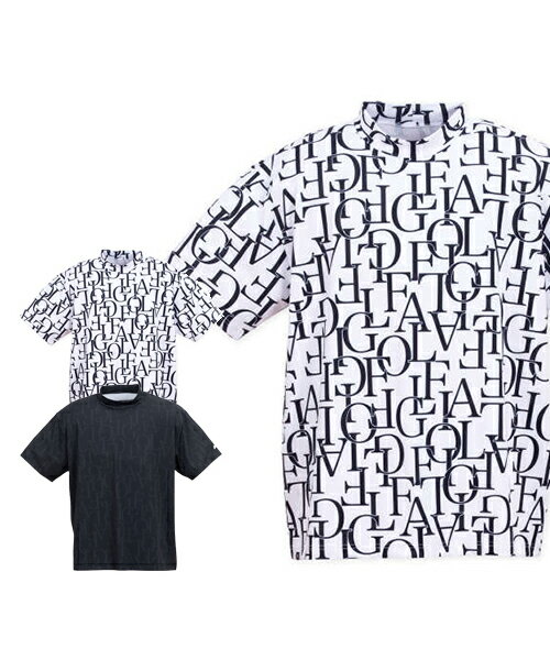 【大きいサイズ】総柄モックネック半袖シャツ【FILA GOLF(フィラゴルフ)】メンズ ストレッチ 吸汗速乾 3L/4L/5L/6L 接触冷感 UVカット ビッグサイズ