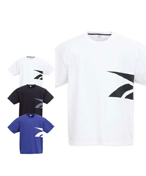 【大きいサイズ】サイドベクターグラフィック半袖Tシャツ【REEBOK (リーボック)】 メンズ 3L/4L/5L/6L/8L ビッグサイズ