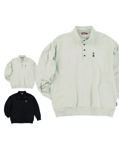 【大きいサイズ】裏起毛ハーフボタントレーナー【Coleman (コールマン)】メンズ 3L/4L/5L/6L/8L ビッグサイズ