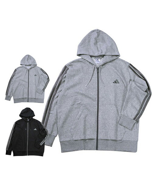 【大きいサイズ】ESS HLD FZスウェットフーデ?！綼didas(アディダス)】メンズ 4XL/5XL ビッグサイズ