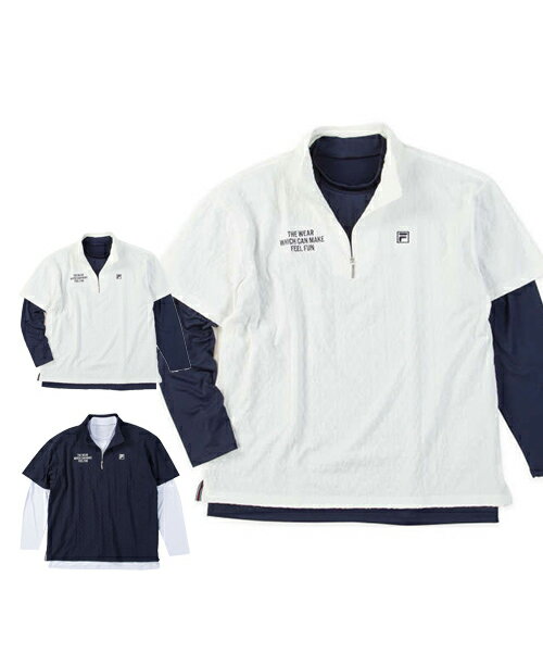【大きいサイズ】3Dジャガード半袖シャツインナーセット【FILA GOLF(フィラゴルフ)】メンズ UVカット 吸汗速乾 3L/4L/5L/6L インナーシャツ...