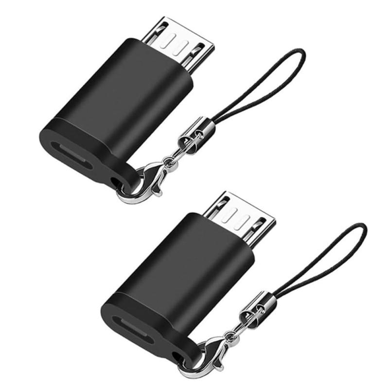 USB-C to Micro-USB 変換アダプタ 2個 ストラップ付 Type-C (メス) to Micro USB (オス) 変換コネクタ 急速充電とデータ同期 Xperia、Galaxy、NexusなどMicro USBデバイスに対応