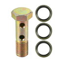 VekAuto ダブルバンジョーボルトキット M12x1.25 長さ45mm メトリックスレッド ターボブレーキラインフィッティングアダプター 車両用 耐久性のある金属製 ブロンズ色 ワッシャー付き