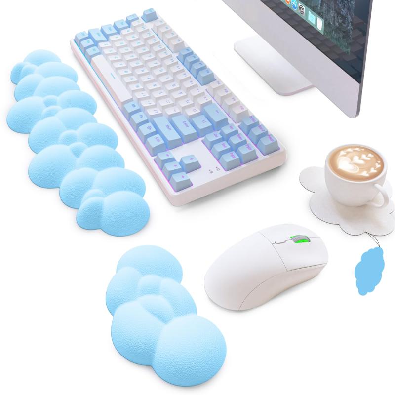 3IN1 リストレストセットソフトで快適なマウスリストガード、カップマット付き、滑りにくいエルゴノミクスリストガードキーボード、デスクリストレスト、TKLメカニカルキーボード/フルサ