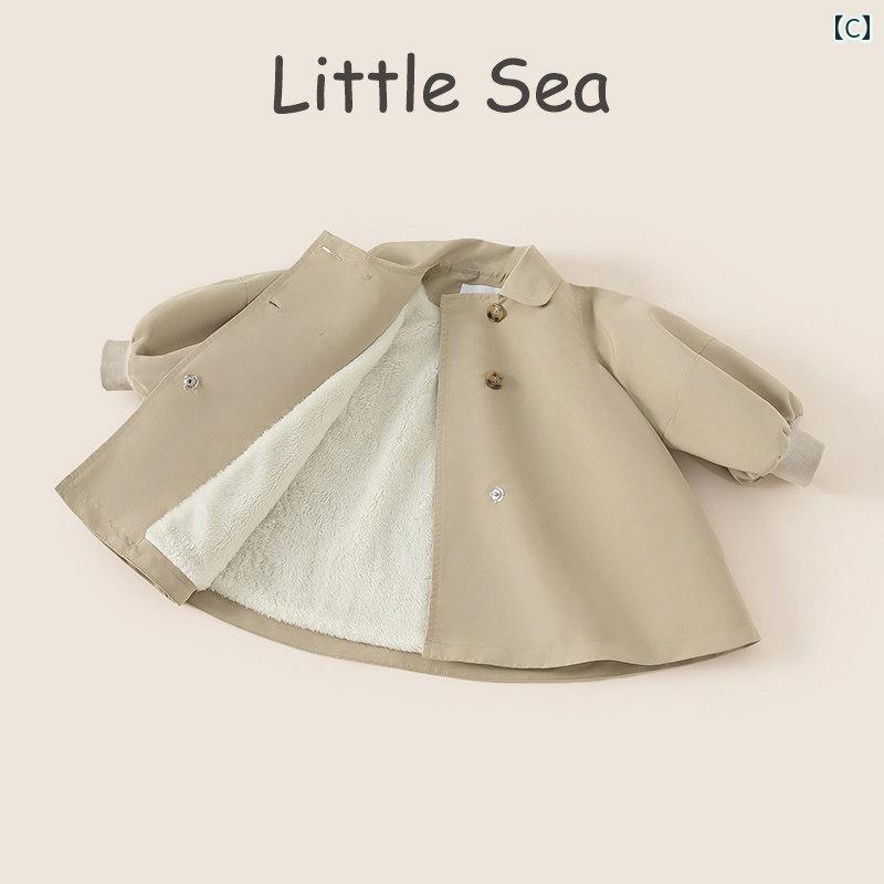 キッズ おしゃれな コート 秋にの 英国 風防風 ジャケット ミドル 丈 ガールズ ラン タンス リーブ ゆったり 秋冬 ベビー ガール シンプル ウィンドブレーカー