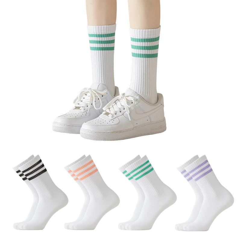 [OFFTESTY] レディース/メンズクルーソックスレトロスタイルコットンクォーターアスレチックベーシックソックス