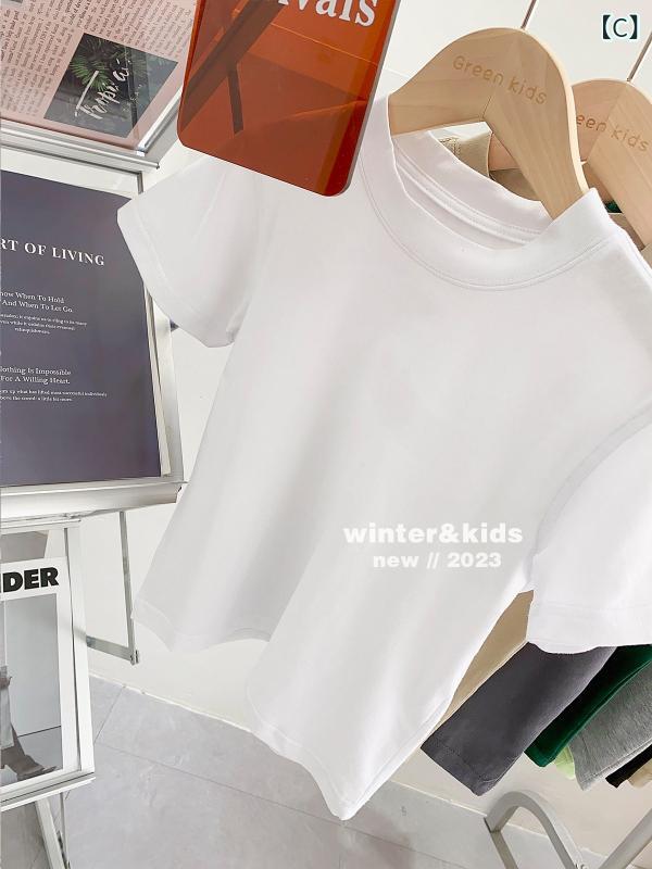 サポートシェアグローバルのキッズ インナー シャツ 子供用 無地 コーマ 綿 半袖 Tシャツ 2024 春夏 小中型 おしゃれ シャツ 男の子 女の子 子供服｜アングル3