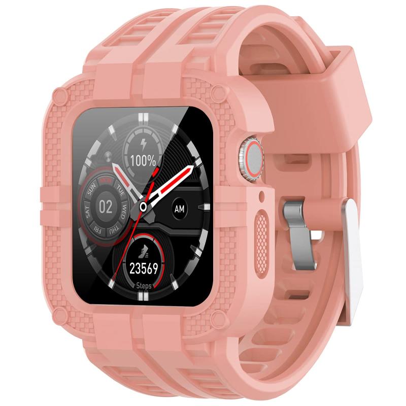 コンパチブル Apple Watch バンド 44mm 42mm 40mm 38mm 一体型 ケース カバー 上質なTPU スポーツバンド 耐衝撃 落下 衝撃 吸収 耐久性 傷防止 装着簡単 アップルウォッチ バンド コンパチブル iWatch Seri