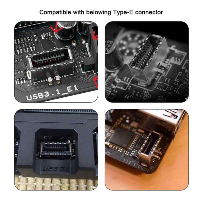 cablecc USB 3.1 フロントパネルヘッダー メス Type-E - オス Type-A &amp; Type-C USB-C マザーボード拡張データアングルアダプター 3個
