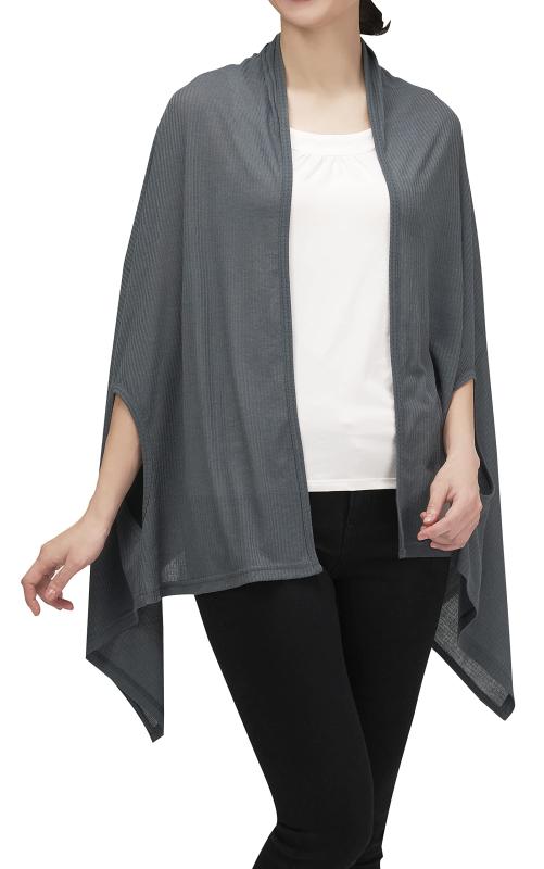さらりと羽織れる大判日よけストール チャコールグレー