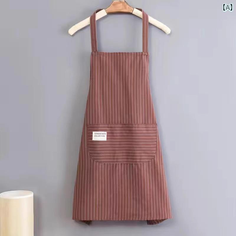 Sommelier Aprons - オールシーズンに対応したエプロンキッチン用の綿麻エプロン風通しの良い作業服家庭用の女性向け清新な料理エプロンウエストを覆う大きいポケット付きのエプロン。