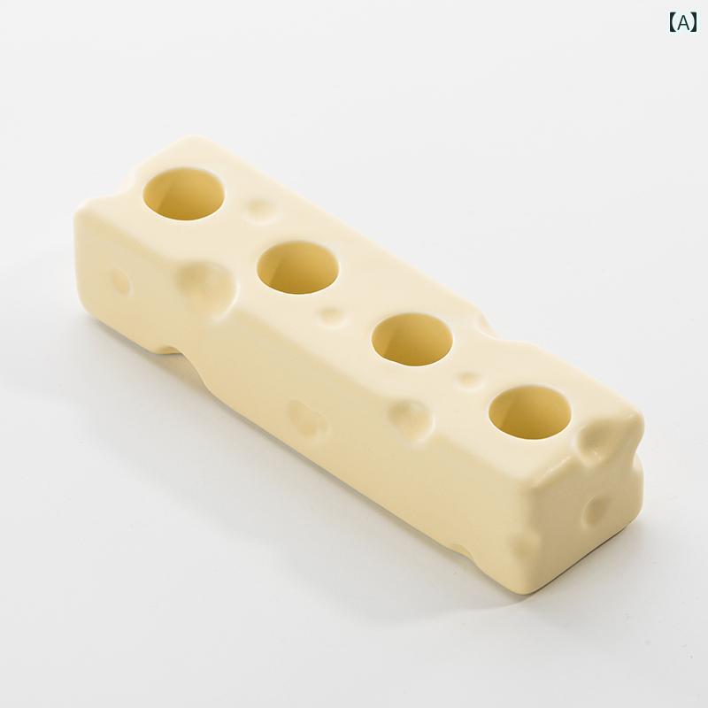 ブラシホルダー ハウマッチ チーズ セラミック 歯 ブラシ スタンド / カップル用 バス ルーム 歯磨き ..