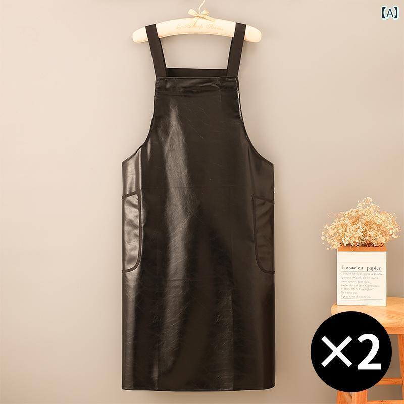 厨房や食堂洗い場ペットショップ水産業界向けに設計膝上まであるPUレザー製の防水防油エプロン。