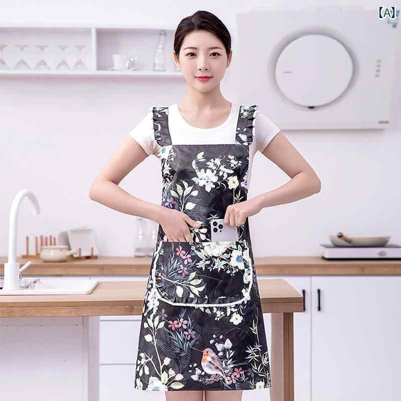エプロン かわいい レディース 2024年の最新の中華風の調理用エプロン。家庭での料理をする際に防水防油になっており洋風でレトロ背中のストラップ付きの女性用エプロン。