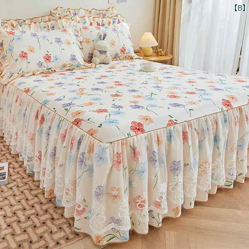 ベッド スカート シーツ 韓国 レースの 綿の ベッド スカート 単品 コットンの 夏...