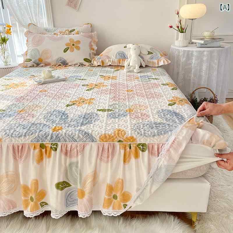 ベッド スカート シーツ 綿 ベッド スカート シングル ピース キルティング ベッド...