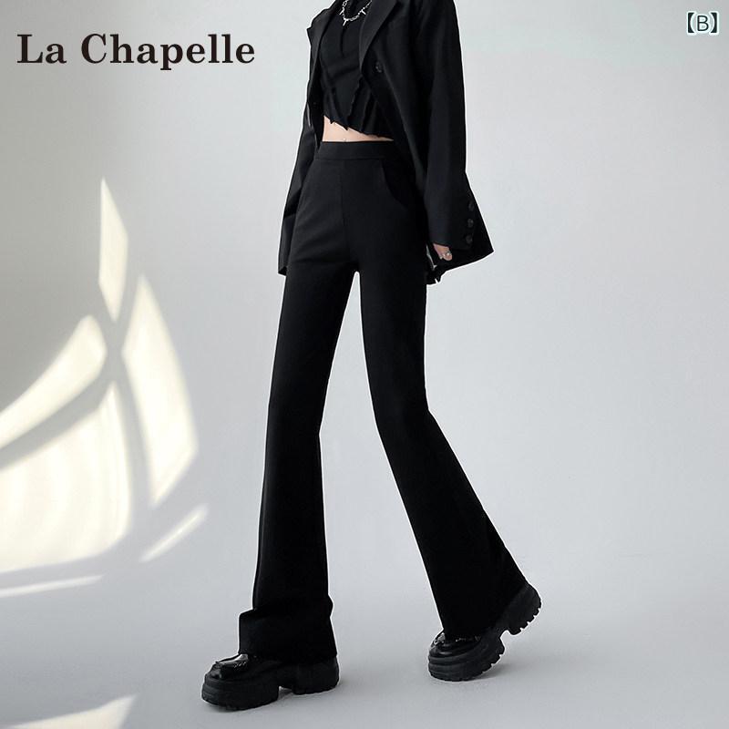 カジュアル フレア パンツ La Chapelleの ブラック フレア スーツ パンツ。 レディ...