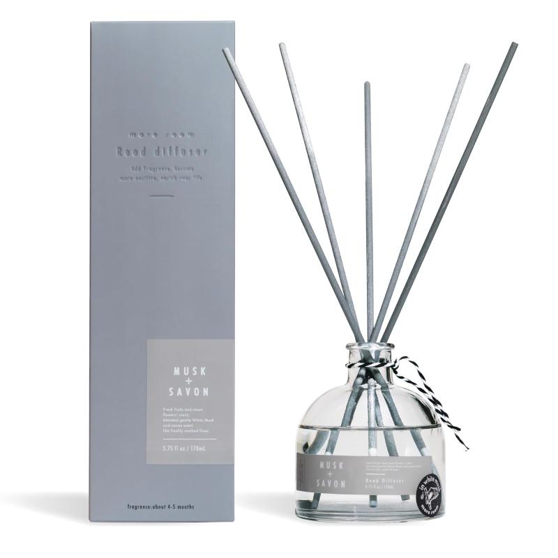 モアルーム ディフューザー ムスク サボン 約4ヶ月分 170mL ルームフレグランス アロマディフューザー スティック 芳香剤 部屋用 誕生日プレゼント