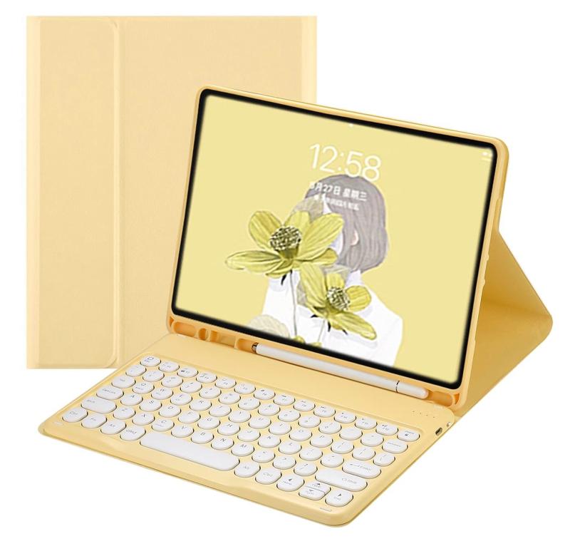 お洒落 可愛い iPad Pro11 10.2 Air4 Air3 10.5 9.7 キーボード付きケース 人気 Apple Pencil 収納 スタンド アップルペンシル充電対応 マグネット分離式 丸型キー アイパッド キーボード カバー 薄型 軽