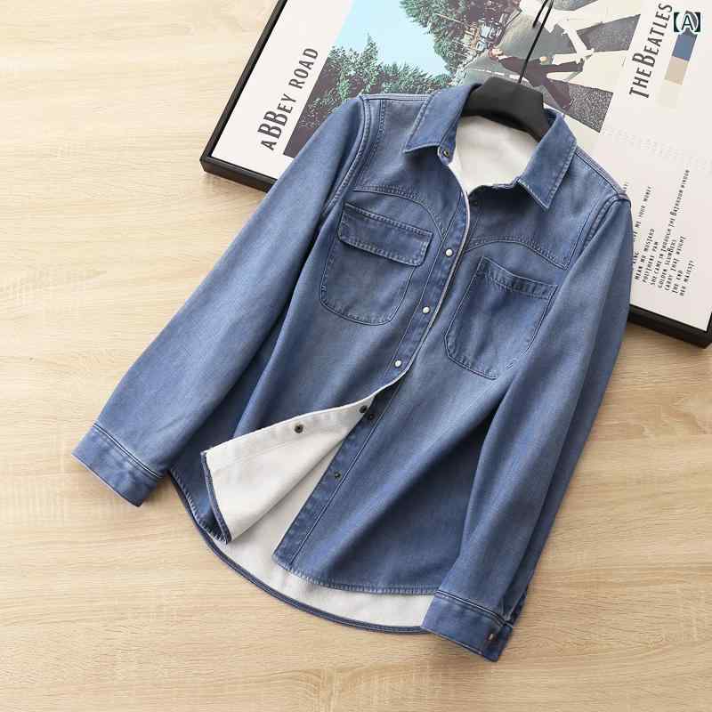 ボタン　カジュアル　アクセサリー 秋冬 暖かい 裏起毛 長袖 デニムシャツ ゆったり シャツは ジャケッ..
