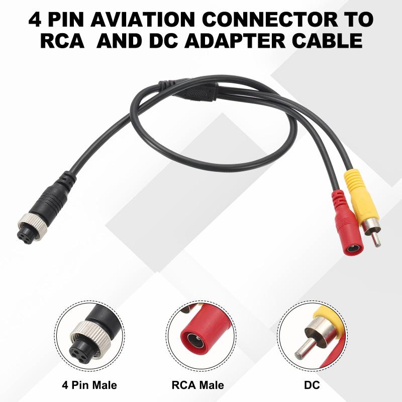 PATIKIL 4ピンアビエーションメスからRCAメスアダプターケーブル17.7”/45cm 4ピンアビエーションコネクターからDCメスコネクターケーブル車用カメラモニタービデオ