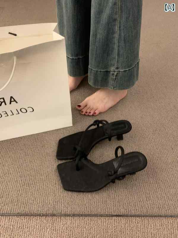 レディース　サンダル　スリッパ フランスの レトロ 赤い つま先 スリッパ 女性用 ...