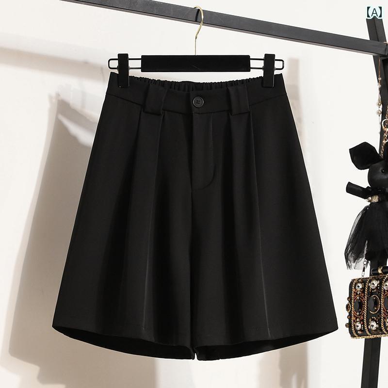 レディース　スカート　かわいい 大きいサイズ ハイウエスト 薄手 冷感 スーツ ショート パンツ 女性用 夏用 太め mm お腹を カバー し 細身に 見える カジュアル a ライン ワイド レッグ スカート