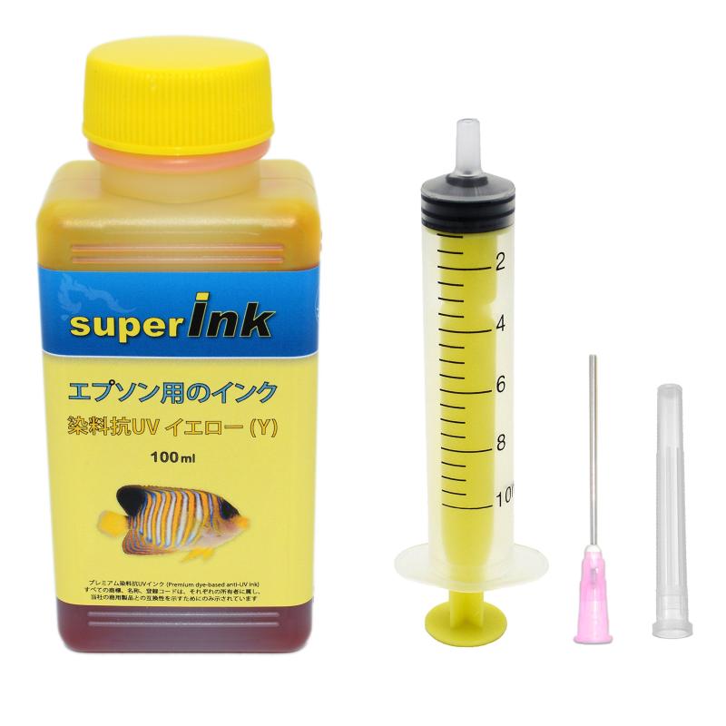エプソン （EPSON）用 プレミアム （染料抗UV） 詰め替え 互換インク superInk （全機種対応） + 手袋 + 10ml注入器 + 針 + キャップ