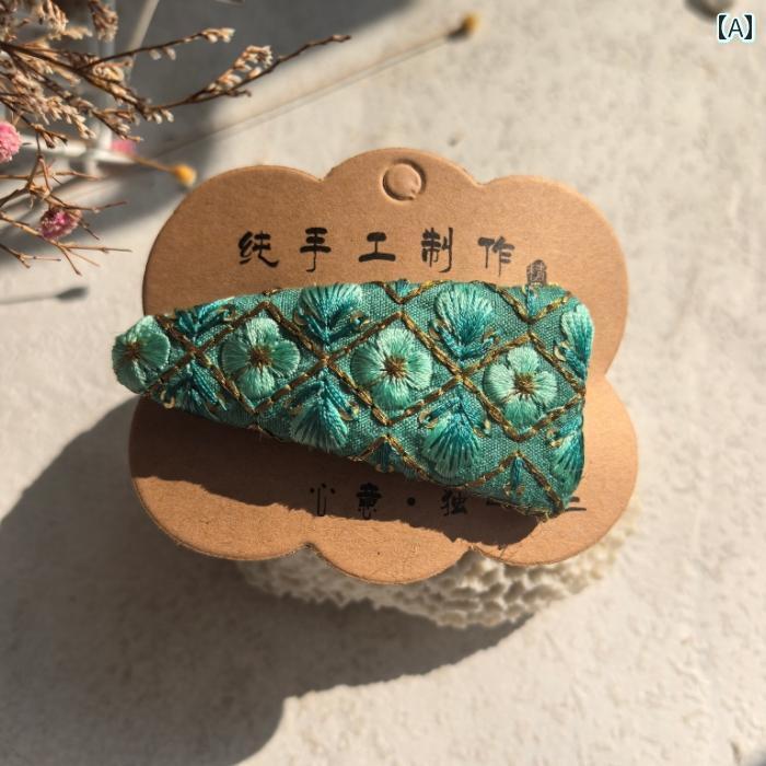 マネー　クリップ　財布 重厚な 色の 油絵 風の 精巧 刺繍の 小さい 花の ヘア ピン ヘッド ドレス ブ..