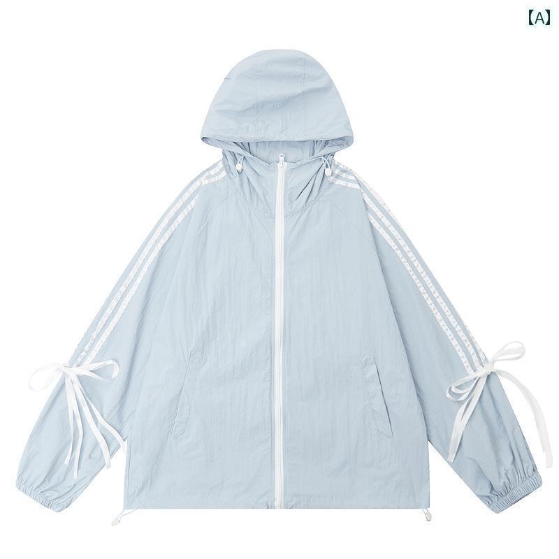 カップル　ユニセックス　ウェア cuwu レトロ 3本 バー リボン 日焼け防止 衣類 レディース 夏 カップ..