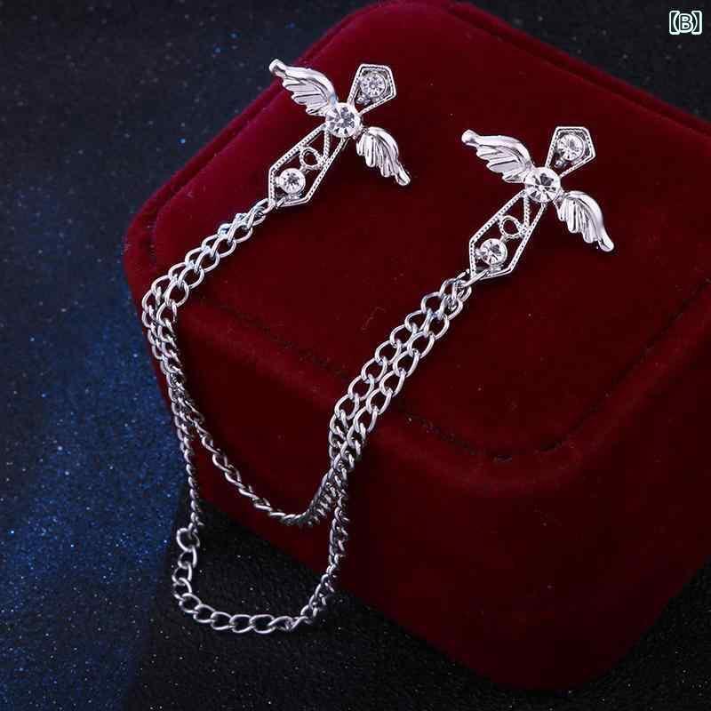 アクセサリー ピン ヘア 美しい ラインストーン ツリー タッセル チェーン ブローチ スーツ メンズと レディースシャツ 個性 クロス カラー ピン アクセサ...