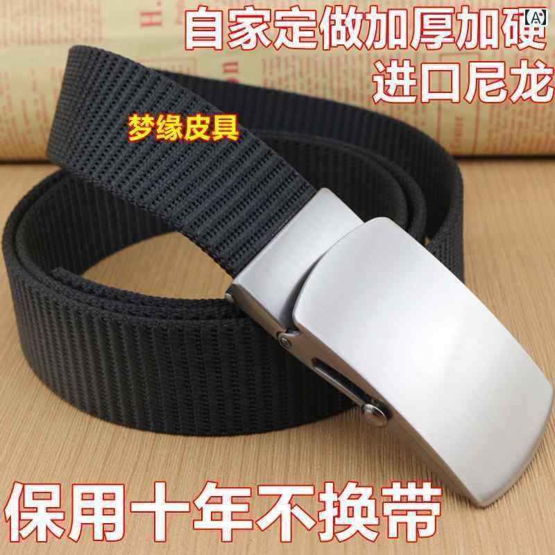 メンズ　ベルト　バックル 織 布 ベルト ナイロン ローラー マンガン 鋼 歯なし ビジネス 自動 中年と ..