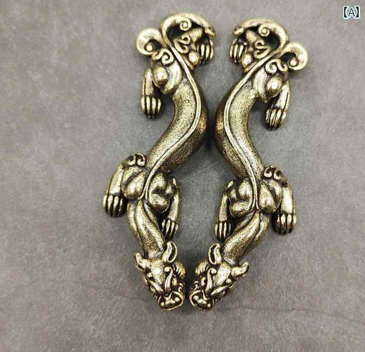 アンティーク　雑貨　飾り 銅 無垢 レトロ 神話の 獣 Chilong ペアの 銅の 縁起の 良い 幸運を 高める ..