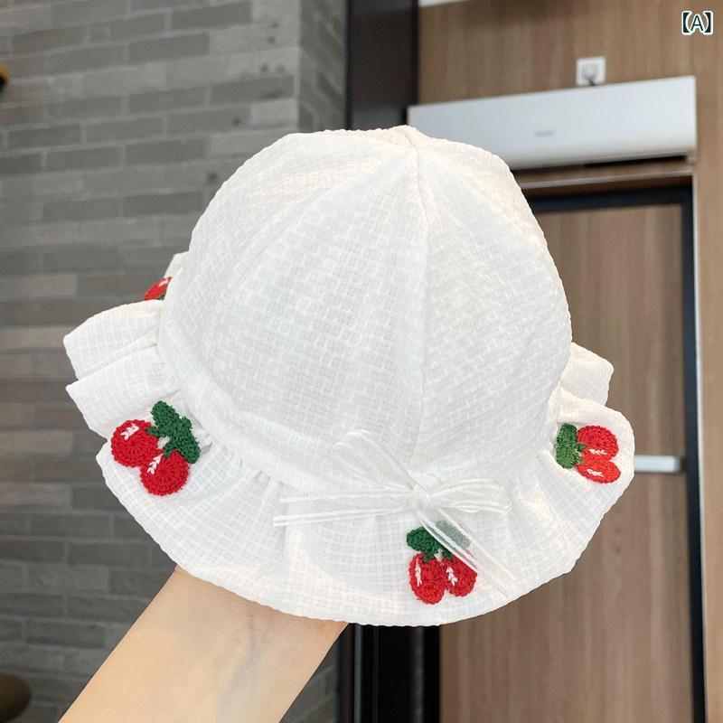 赤ちゃん　帽子　ベビー 女児用 春夏 帽子 薄型 かわいい サンハット ベビー プリ...