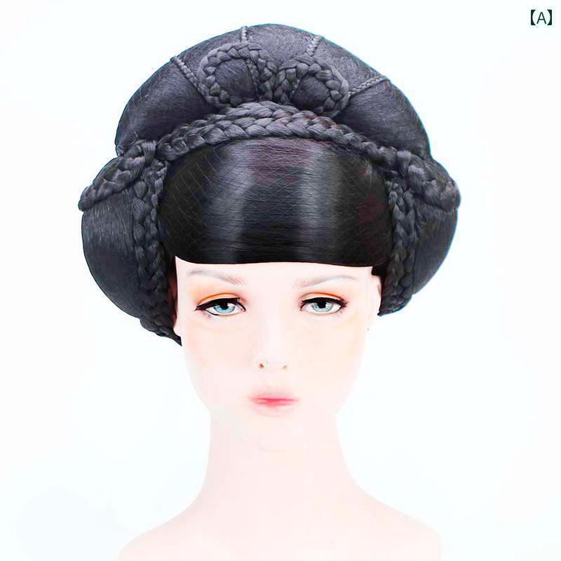 女性用 かつら レトロ 衣装 レディース かつら ヘッド ピース メンズ 女装 スタイル 唐代 皇帝の 側室 舞台 公演 フルウィッグ セット B 006