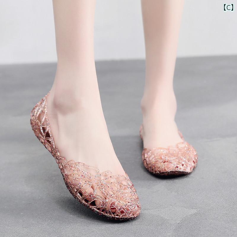 健康サンダル 良い 彼女を 送る 東南 アジア タイ 夏 フラット サンダル 女性用 穴 靴 クリスタル プラスチック ゼリー