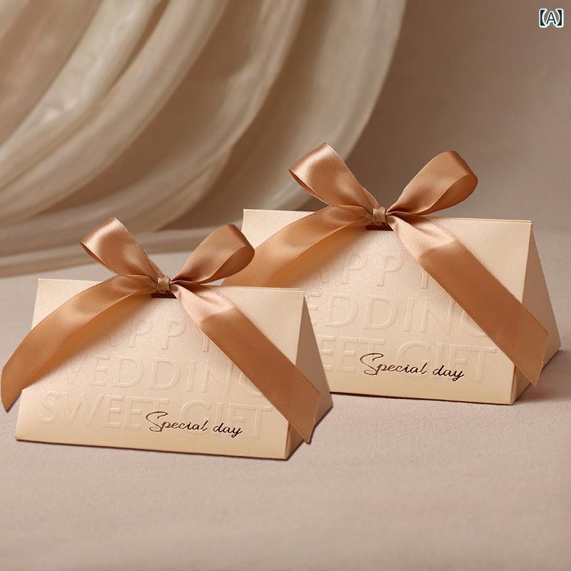 ギフト用に リボン ラッピング ウェディング キャンディボックス ポータブル ギフト ボックス エンゲー..