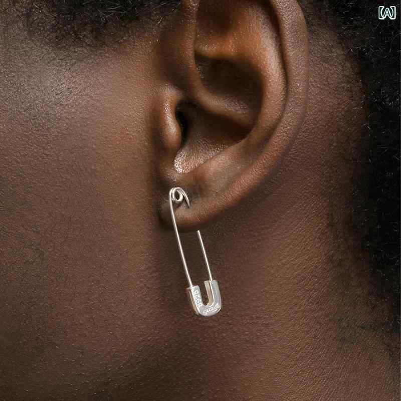 メンズ イヤリング クール GRGR S925 スター リング シルバー ピン イヤリング 男性用 ヒップ ホップ 女性用