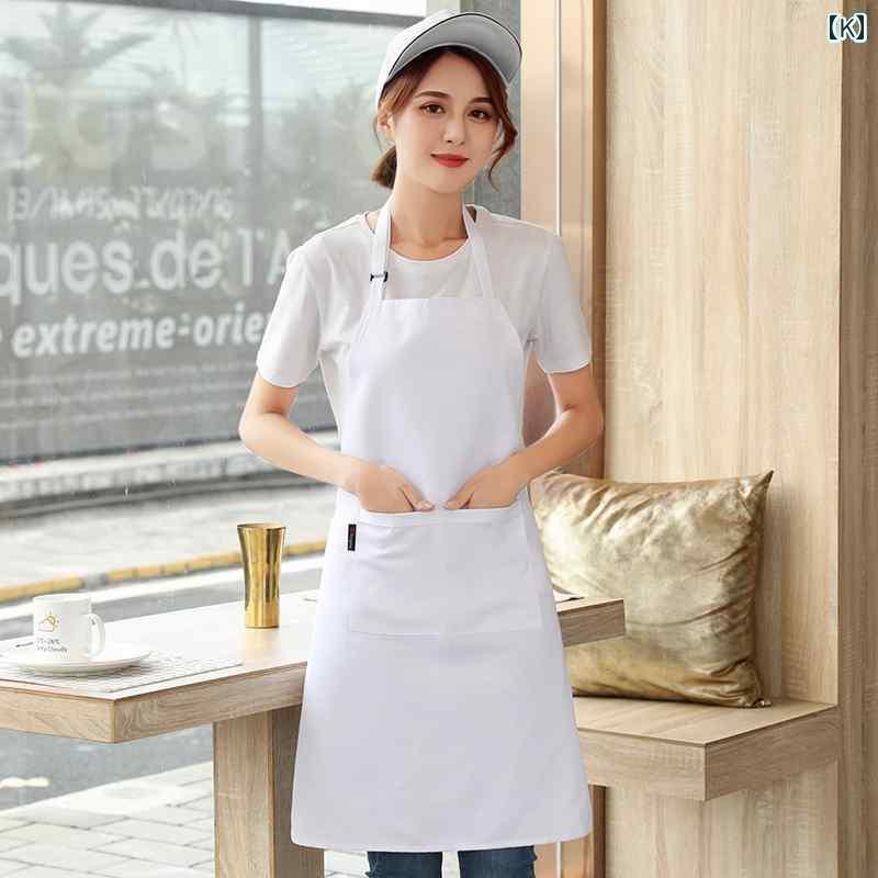 Aprons - 【尊厳な】料理人用エプロン。男女共用ホテルやレストランのキッチンで使用可能。白色で背中まで覆う長さの仕様。首からかける形状。