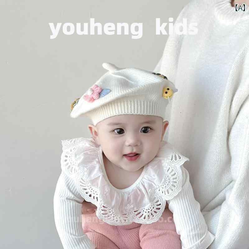 ベビー 帽子 春秋 ベビー 帽子 かわいい 春秋 ベレー 帽 女児用 ウール 子供用 ニット オール シーズン..